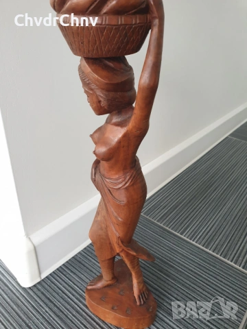 40см ръчна дърворезба статуетка/еротика/азиатска дървена скулптура/фигура на полугола жена, снимка 3 - Статуетки - 54091520