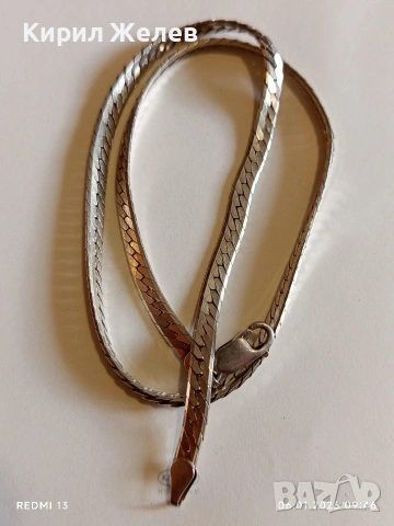 Класически и елегантен сребърен ланец плетка тип РИБЕНА КОСТ ювелирна изработка 25819, снимка 2 - Колиета, медальони, синджири - 53002795