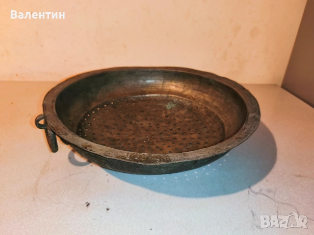 Бакърено сито с дръжка 14, снимка 2 - Антикварни и старинни предмети - 52524636