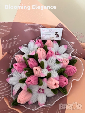 Вечен букет от лалета и лилии, снимка 3 - Подаръци за жени - 54174275