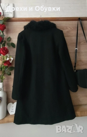 Черно палто с пухена яка, снимка 8 - Палта, манта - 52255853