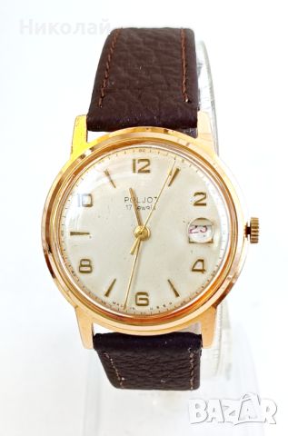 Poljot 17jewels- позлатен мъжки часовник , снимка 1 - Мъжки - 45684356