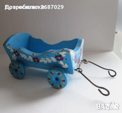 каруца кон стъклен стъкло статуетка яйце яйца Великден декорация, синя дървена каручка, снимка 16 - Други - 47813976