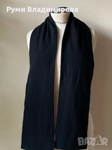 Мъжки, черен шал с вълна мерино и кашмир, снимка 2 - Шалове - 52944594
