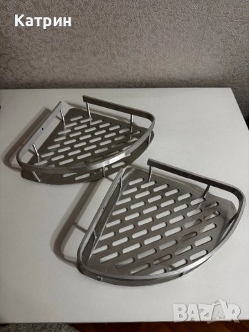 2бр. Ъглови алуминиеви рафтове за баня / етажерка, снимка 3 - Органайзери - 52140097