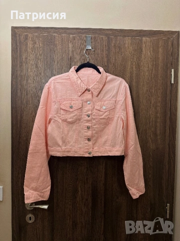 Чисто ново розово дънково яке, размер L, снимка 11 - Якета - 54031770