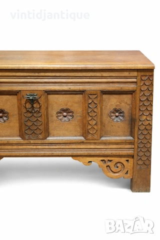 Ретро стил масивна дъбова ракла с богата дърворезба, снимка 7 - Скринове - 54064556