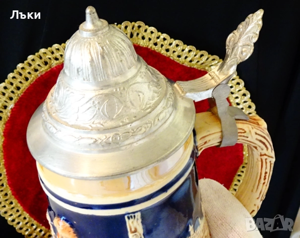 Халба с калаен капак Löwenbräu München., снимка 10 - Антикварни и старинни предмети - 52887300