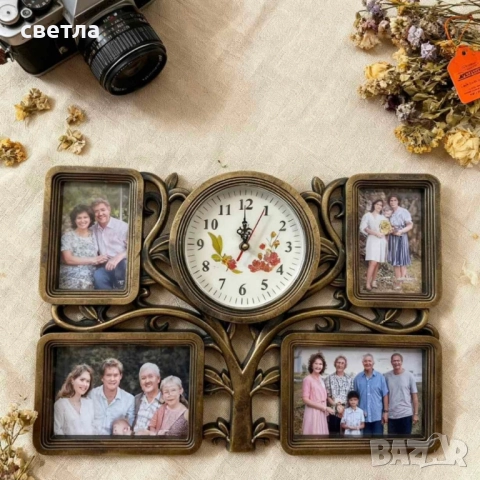 Рамка за снимки с часовник 2 в 1 - Дървото на живота