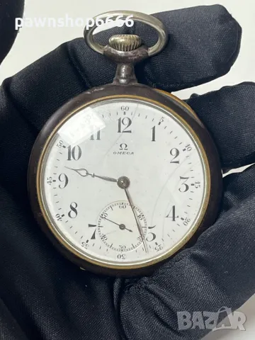 OMEGA Gunmetal джобен часовник с отворен лицев швейцарски 1900 г, снимка 1 - Мъжки - 49204926