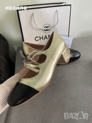 Златни обувки Шанел Chanel златисти , снимка 2 - Дамски ежедневни обувки - 45782812
