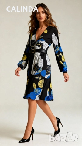 Sergio Zino маркова рокля синьо и жълто 