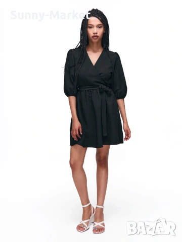 Дамска черна рокля с колан, снимка 2 - Рокли - 53507170