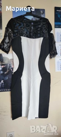 Елегантна рокля с кожена дантела, снимка 2 - Рокли - 53579075