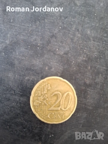 Монета 20 евро цента от 2002г, снимка 2 - Нумизматика и бонистика - 53778029