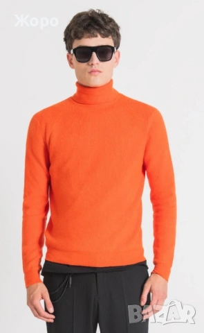 Оригинален Antony Morato оранжев поло пуловер размер M – нов с етикети