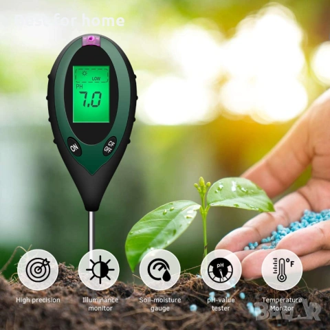 Sonkir pH метър за почва, 4-в-1 тестер за влажност на почвата/светлина/pH/температура, снимка 2 - Друга електроника - 53406943