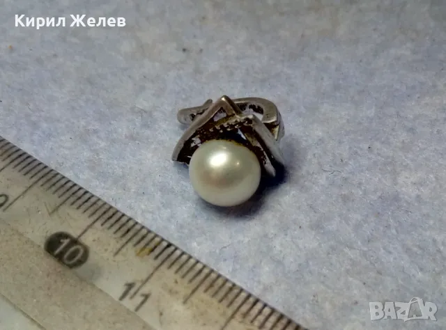 ШАРМАНТНА АНГЛИЙСКА ПЕРЛЕНА СРЕБЪРНА ОБЕЦА СРЕБРО 925 с БЯЛА ЕСТЕСТВЕНА ПЕРЛА / БИСЕР 48247, снимка 7 - Обеци - 49732850