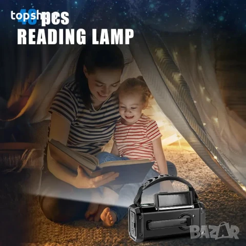 НОВО Къмпинг Радио 10000mAh батерия, NOAA/AM/FM ръчно / слънчево зареждане, мощен фенер, компас, снимка 3 - Къмпинг осветление - 50501556