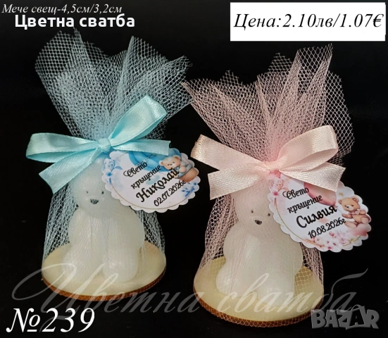 Подаръци за гости за кръщене, Подаръчета за кръщене свещ, Ангелче, Мече, снимка 6 - Други - 53398397