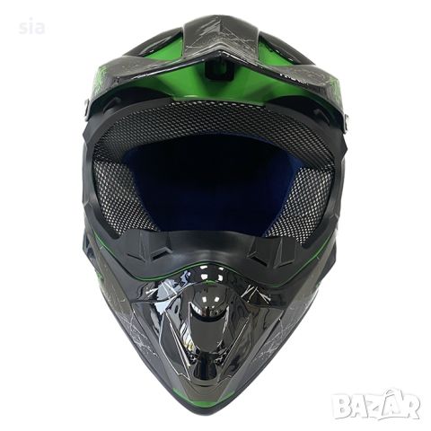 Кросова каска, S/M, черно/ зелен, Шлем за кросов мотор, снимка 4 - Аксесоари и консумативи - 46173437