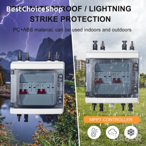 Фотоволтаична защита от пренапрежение, DC 40A/1000V, мълниезащитен предпазител (2 вх. 2 изхода), снимка 9 - Друга електроника - 54019718