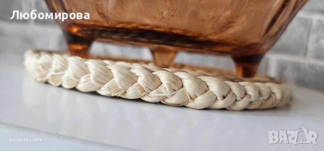 Ретро/Фруктиера от цветно стъкло / 2 броя, снимка 4 - Прибори за хранене, готвене и сервиране - 53721782