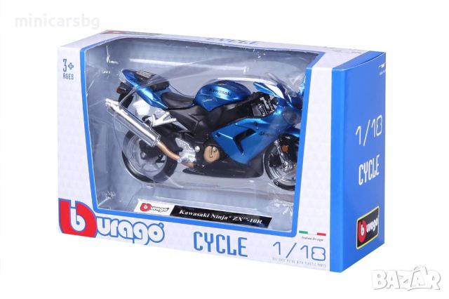 1:18 Метални мотори: Kawasaki Ninja ZX-10R, снимка 4 - Колекции - 45356858