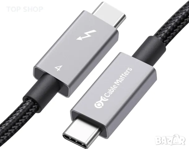 Cable Matters плетен 40Gbps Thunderbolt 4 кабел 1m черен, с 240W мощност за зареждане и 8K видео