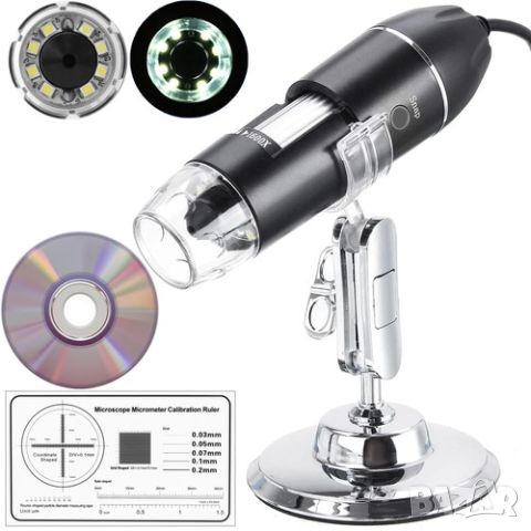 USB дигитален микроскоп 1600x увеличение / Електронен цифров микроскоп , снимка 1 - Друга електроника - 45620247