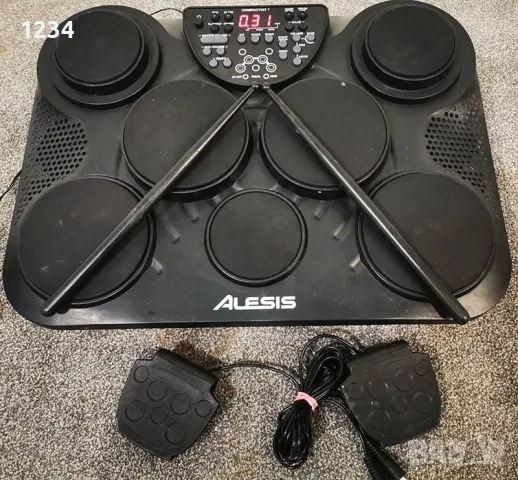 електронни барабани ALESIS Compactkit 7 с педали, палки и адаптор, снимка 1 - Ударни инструменти - 50039103