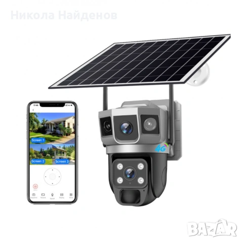 IP Соларна Камера HY-DS002 WIFI 6MP 1080P ( APP:V380PRO ) HD 360 градуса с микрофон и високоговорите, снимка 2 - IP камери - 53637444