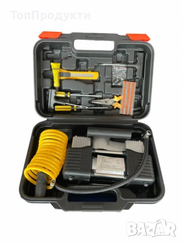 Комплект “Пътна помощ” – компресор за гуми с маркуч за въздух и инструменти  2ц. 12V, снимка 2 - Аксесоари и консумативи - 53147638