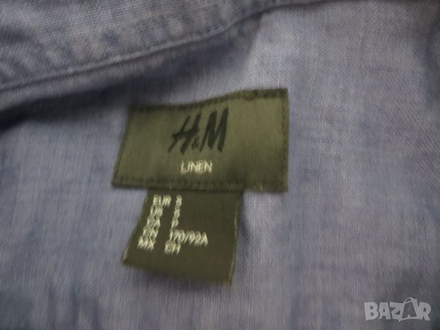 Мъжка риза с къс ръкав от лен H&M, снимка 3 - Ризи - 45753211