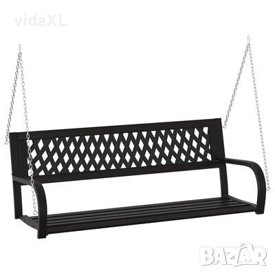 vidaXL Градинска люлка пейка, 125 см, стомана и пластмаса, черна(SKU:317144, снимка 1 - Градински мебели, декорация  - 46153672