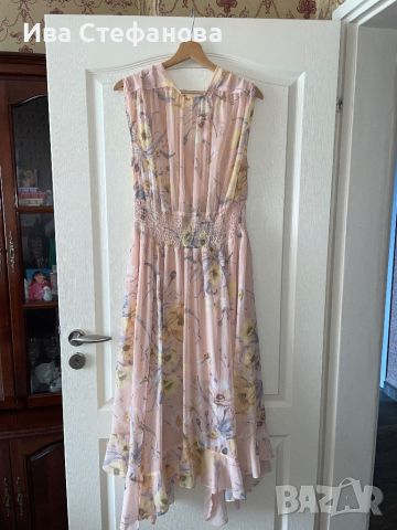 Разкошна нова  лятна елегантна ежедневна рокля нежен флорален принт цветя прасковена праскова H&M hm, снимка 5 - Рокли - 40721588