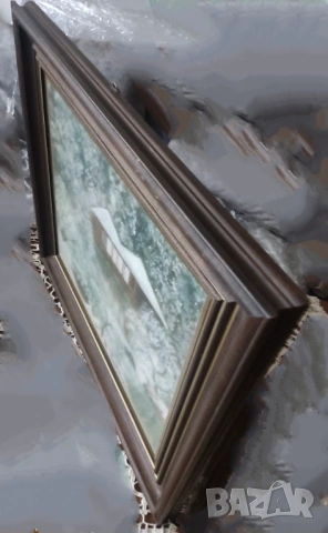 ПРОМО-2бр.за 65€ Маслена живопис зимен пейзаж дървена рамка,паспарту и стъкло,сертификат 58/50, снимка 4 - Картини - 54001833