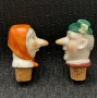 Vintage Hand-Painted German Porcelain Bottle Pourer Stoppers, снимка 2