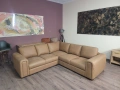 Светло кафяв кожен ъглов диван, снимка 2