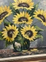 Картина масло със сланчогледи, снимка 3