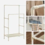 SONGMICS Закачалка за дрехи, метална стойка с 2 релси за окачване и рафт за съхранение, максимално н, снимка 4