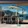 Висящ градински чадър Monaco 3м KraftWorld | Соларено LED осветление | Бежов Лукс | 220g/m², снимка 7