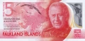 ❤️ ⭐ Фолклендски Острови 2025 5 паунда полимер UNC нова ⭐ ❤️, снимка 2