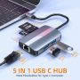 USB C, многопортов USB HUB адаптер, LAN RJ45 Ethernet, SD/TF четец, снимка 5