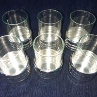 Ретро комплет от 6 малки чашки / чаши за алкохол / ракия с метална основа, снимка 1 - Чаши - 45607408