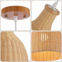 LOFOB Бохо ръчно изработена лампа от естествен плетен ратан, снимка 5 - Лампи за таван - 45370473