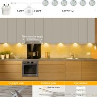 MORIACC Вътрешно LED осветление за кухня, под шкаф, под плот, за гардероб, с таймер, 6 бр., снимка 2 - Лед осветление - 45099716
