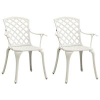 vidaXL Градински столове, 2 бр, лят алуминий, бели(SKU:315569, снимка 1 - Градински мебели, декорация  - 45339816