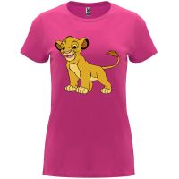 Нова дамска тениска с героя Симба в цвят циклама, снимка 1 - Тениски - 45524566