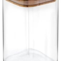 Квадратен стъклен буркан с дървена капачка, различни размери, снимка 5 - Аксесоари за кухня - 45778526